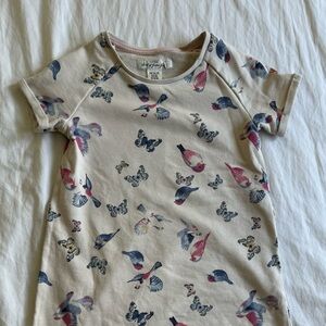 Girls Bird and Butterfly Print Casual Dress